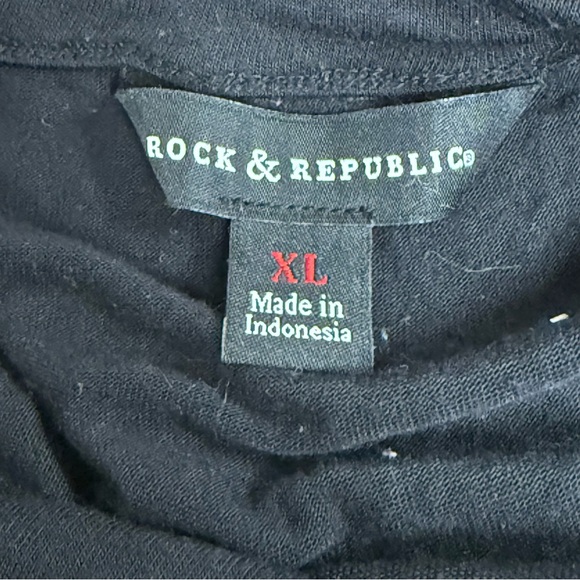 Rock & Republic Americana Eagle Graphic Raglan Tee Black White USA Stars XL - Picture 7 of 9